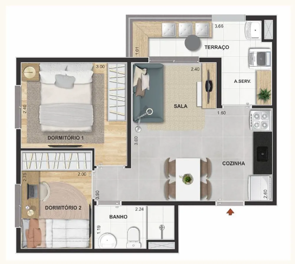Apartamento, 2 quartos, 37 m² - Foto 5
