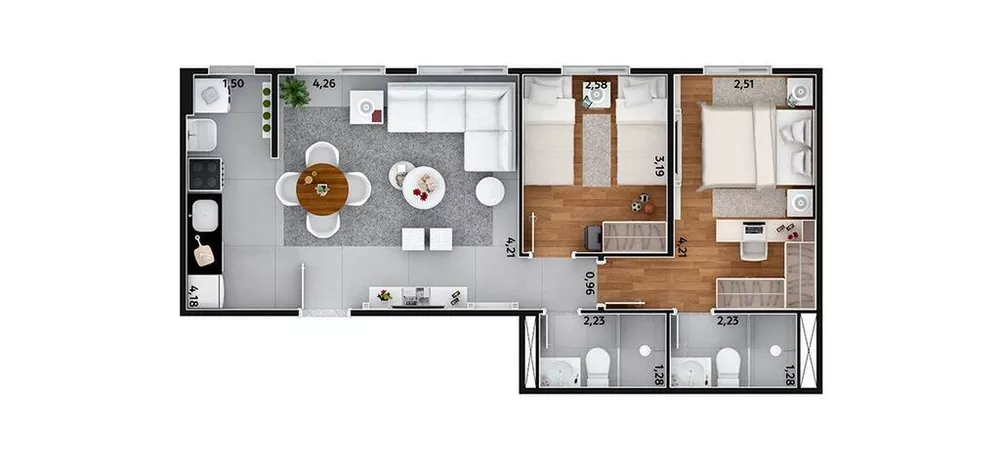 Apartamento à venda com 2 quartos, 58m² - Foto 3