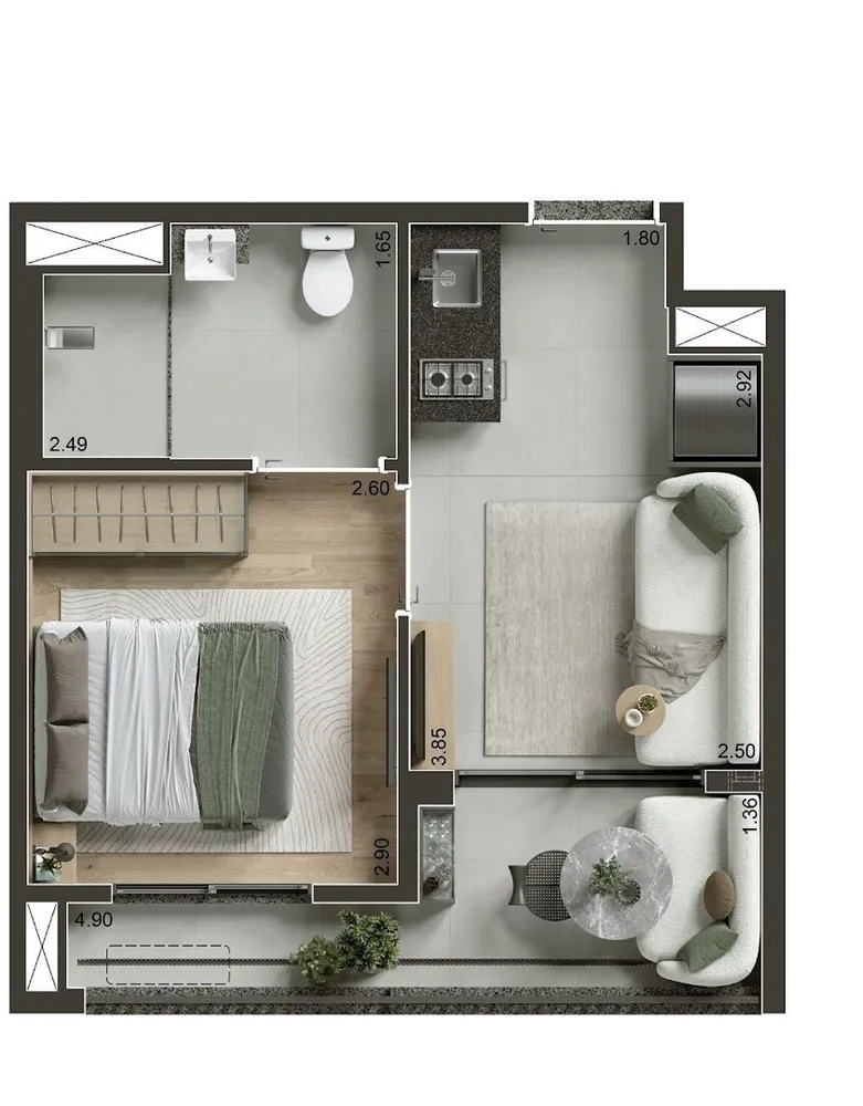Apartamento, 1 quarto, 42 m² - Foto 3