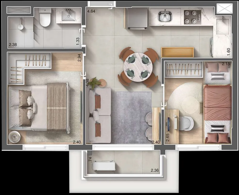 Apartamento, 2 quartos, 38 m² - Foto 3