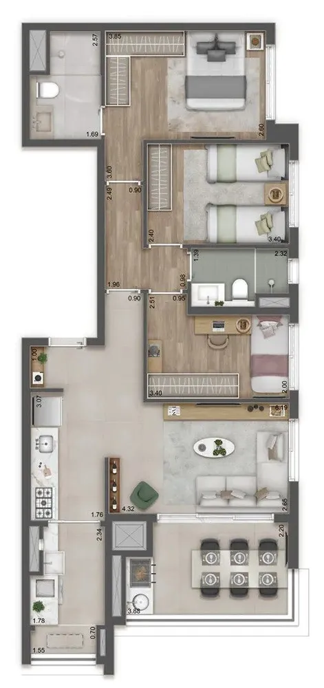 Apartamento, 3 quartos, 115 m² - Foto 1