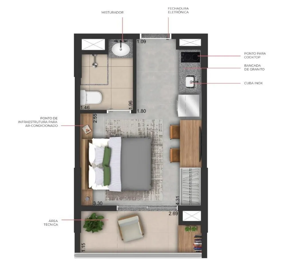 Apartamento, 1 quarto, 38 m² - Foto 8