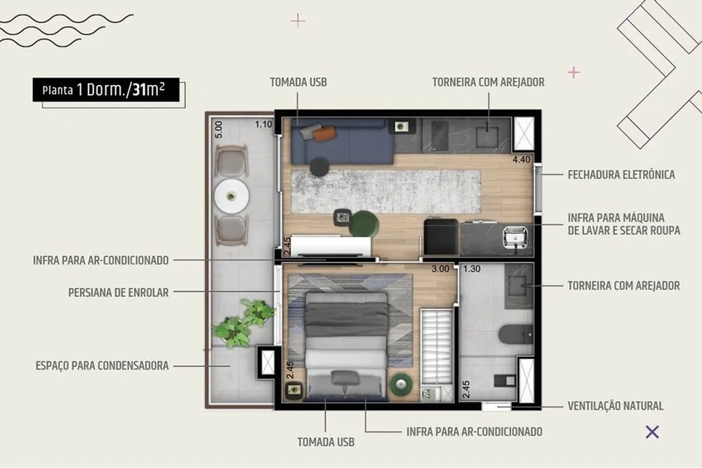 Apartamento, 1 quarto, 31 m² - Foto 1