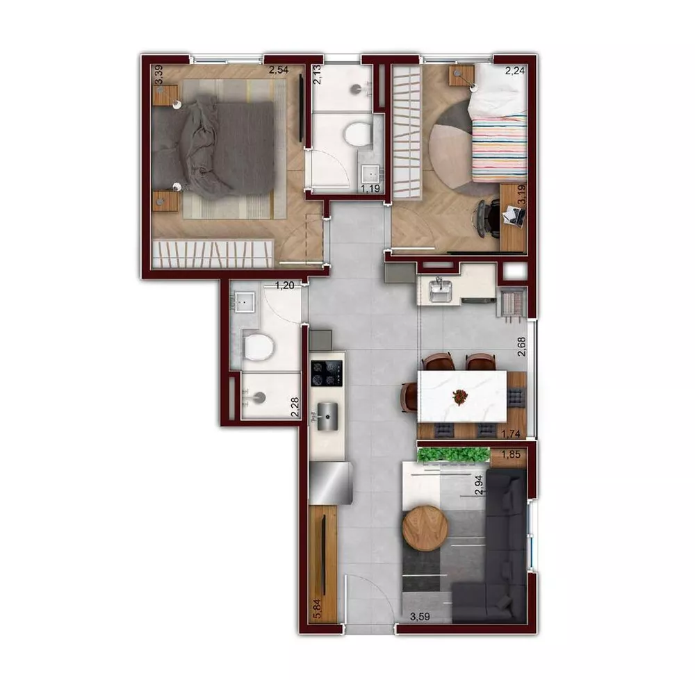 Apartamento, 2 quartos, 48 m² - Foto 2