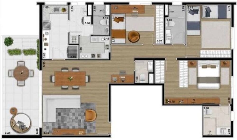 Apartamento, 3 quartos, 132 m² - Foto 1