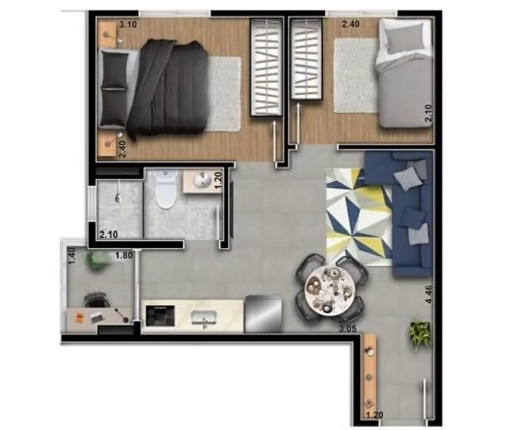 Apartamento à venda com 2 quartos, 44m² - Foto 2