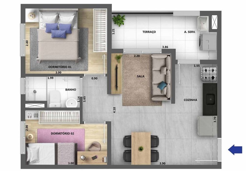 Apartamento à venda com 1 quarto, 34m² - Foto 3