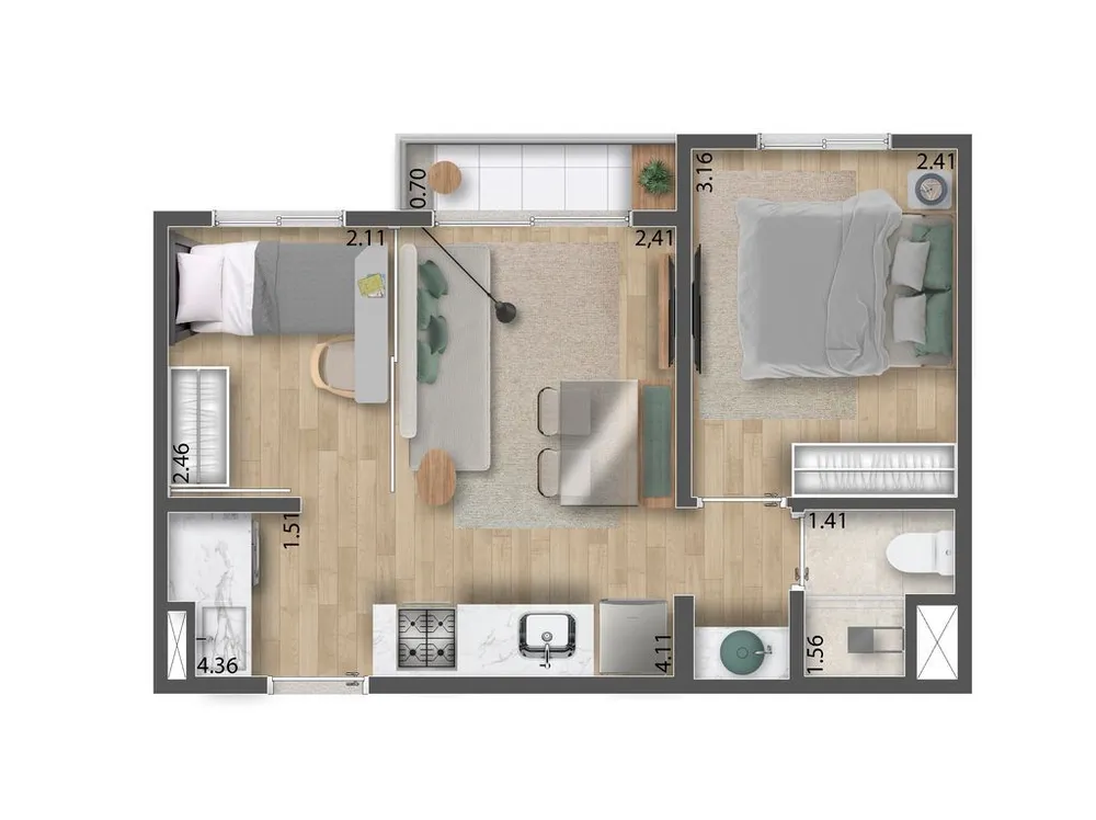 Apartamento, 2 quartos, 35 m² - Foto 4