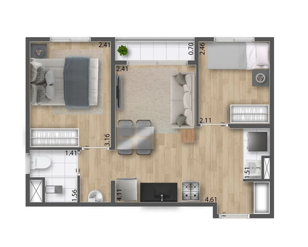 Apartamento, 2 quartos, 35 m² - Foto 6