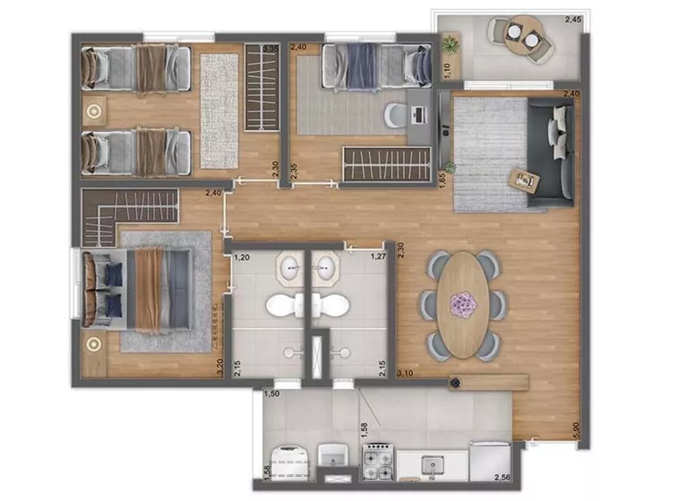 Apartamento à venda com 2 quartos, 47m² - Foto 3