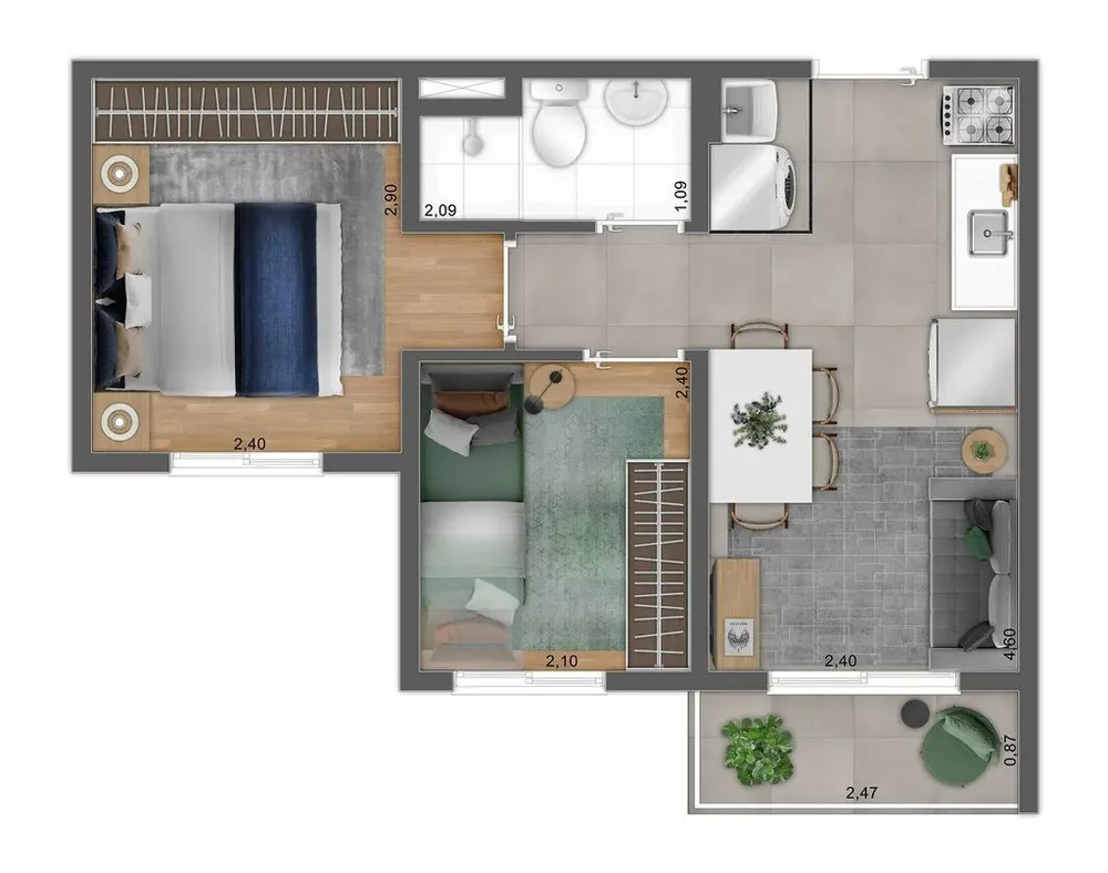 Apartamento, 2 quartos, 34 m² - Foto 2