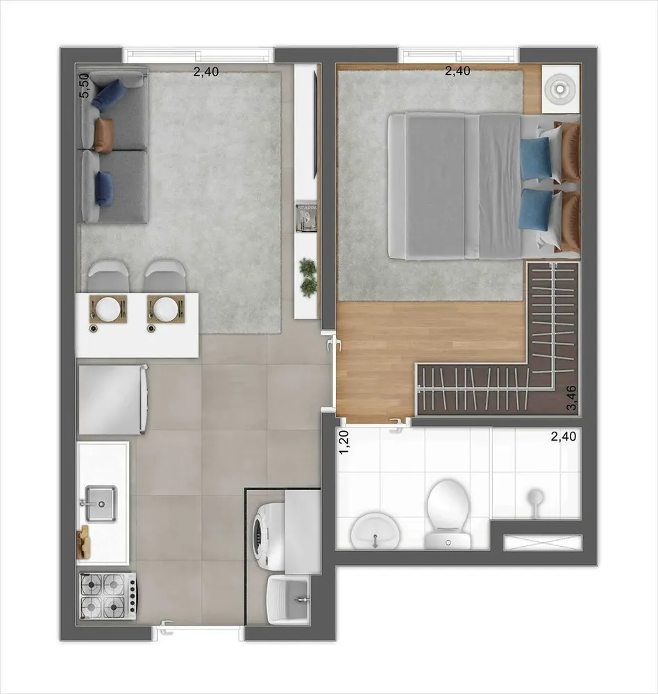 Apartamento, 2 quartos, 34 m² - Foto 6