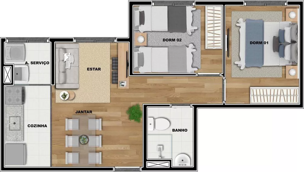 Apartamento à venda com 2 quartos, 41m² - Foto 3