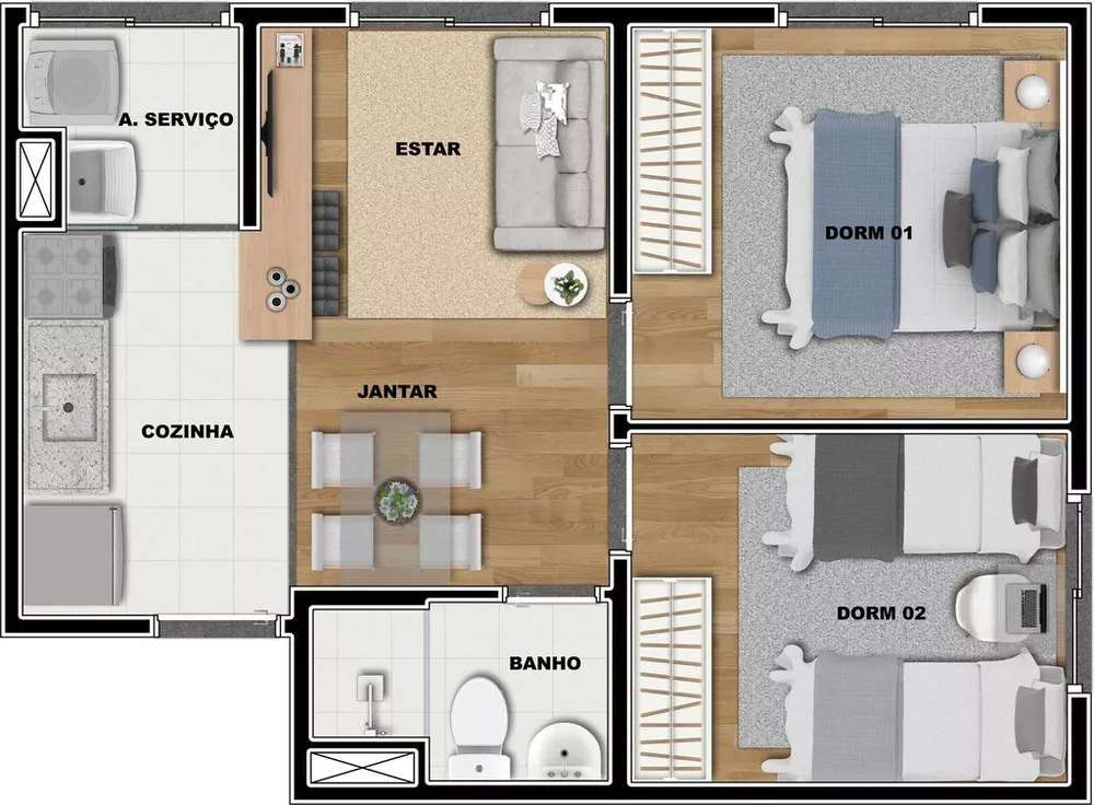 Apartamento à venda com 2 quartos, 41m² - Foto 1