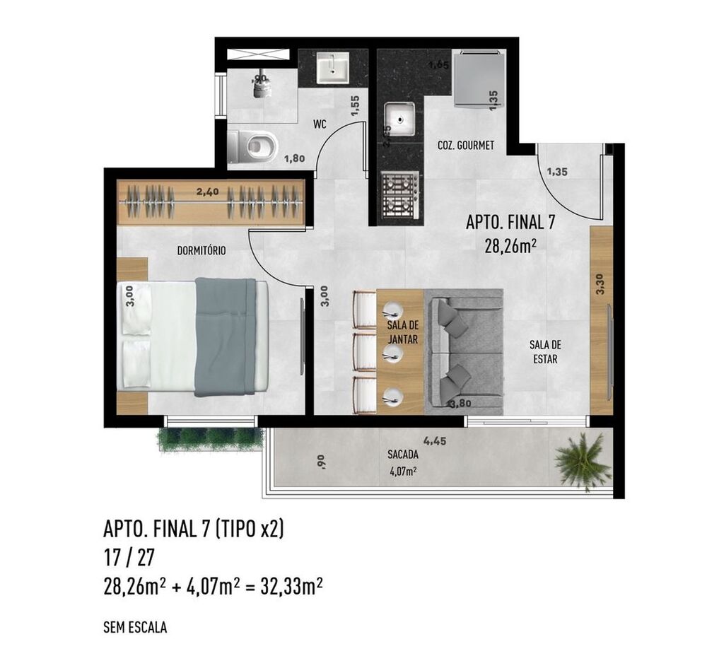 Apartamento, 1 quarto, 31 m² - Foto 3