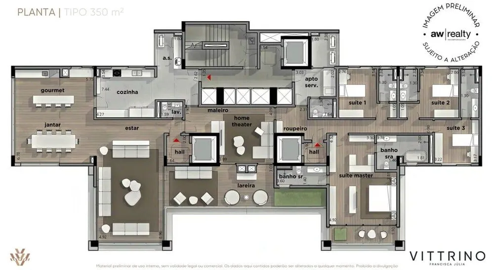 Apartamento, 4 quartos, 345 m² - Foto 1