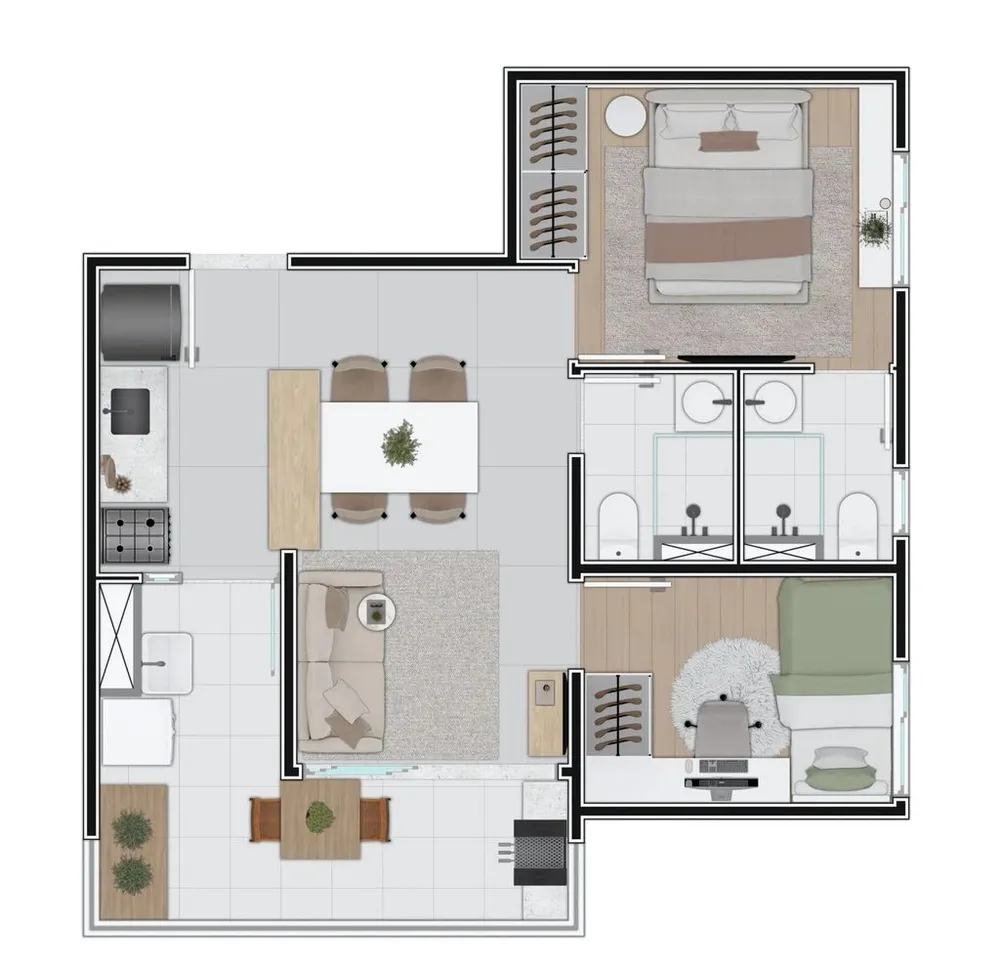 Apartamento, 2 quartos, 46 m² - Foto 3