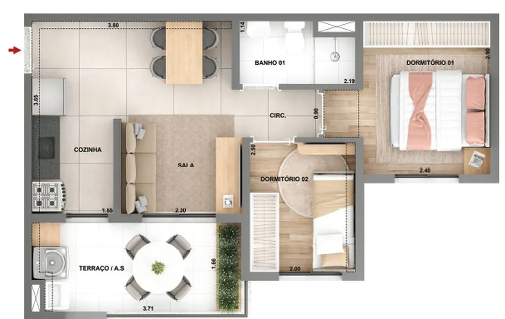 Apartamento, 2 quartos, 37 m² - Foto 4