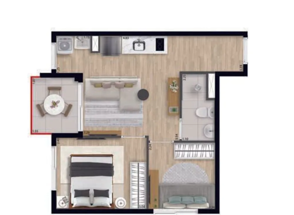 Kitnet-Studio, 33 m² - Foto 8