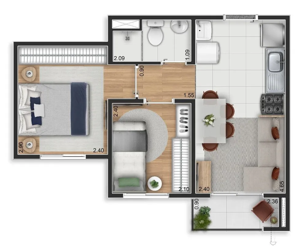 Apartamento, 2 quartos, 34 m² - Foto 1