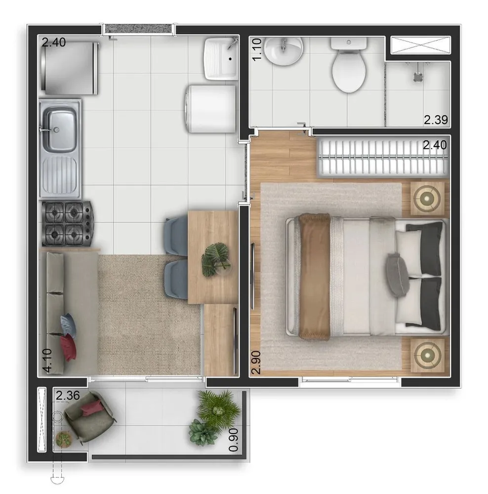 Apartamento, 2 quartos, 34 m² - Foto 2