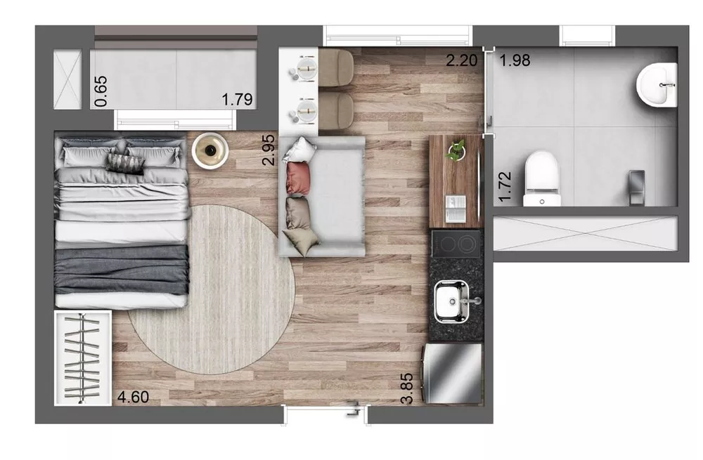 Kitnet-Studio, 27 m² - Foto 3