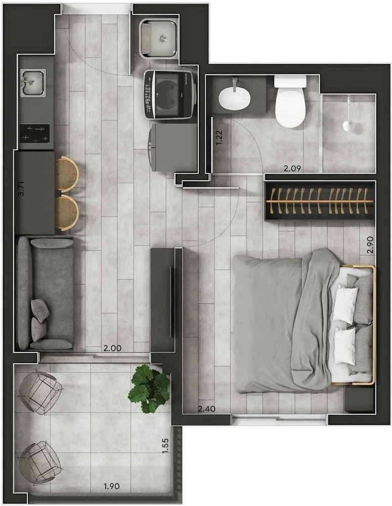 Apartamento, 1 quarto, 24 m² - Foto 12