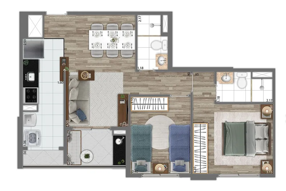 Apartamento, 2 quartos, 56 m² - Foto 8