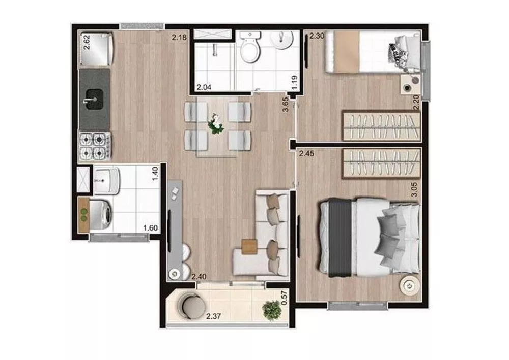 Apartamento à venda com 2 quartos, 37m² - Foto 3