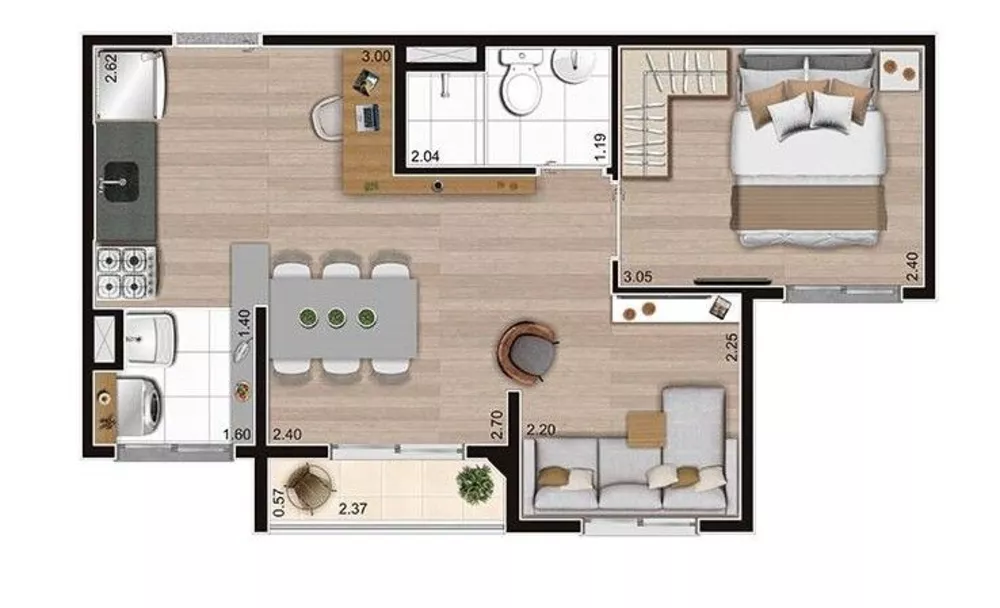 Apartamento à venda com 2 quartos, 37m² - Foto 1