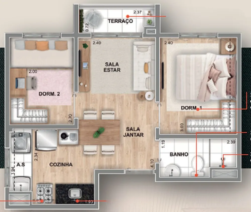 Apartamento, 2 quartos, 42 m² - Foto 8