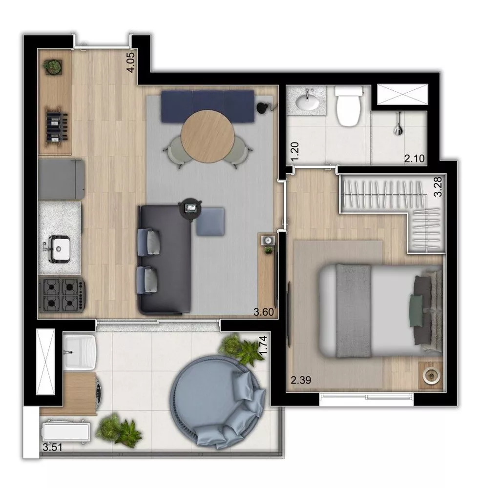 Apartamento à venda com 1 quarto, 35m² - Foto 3