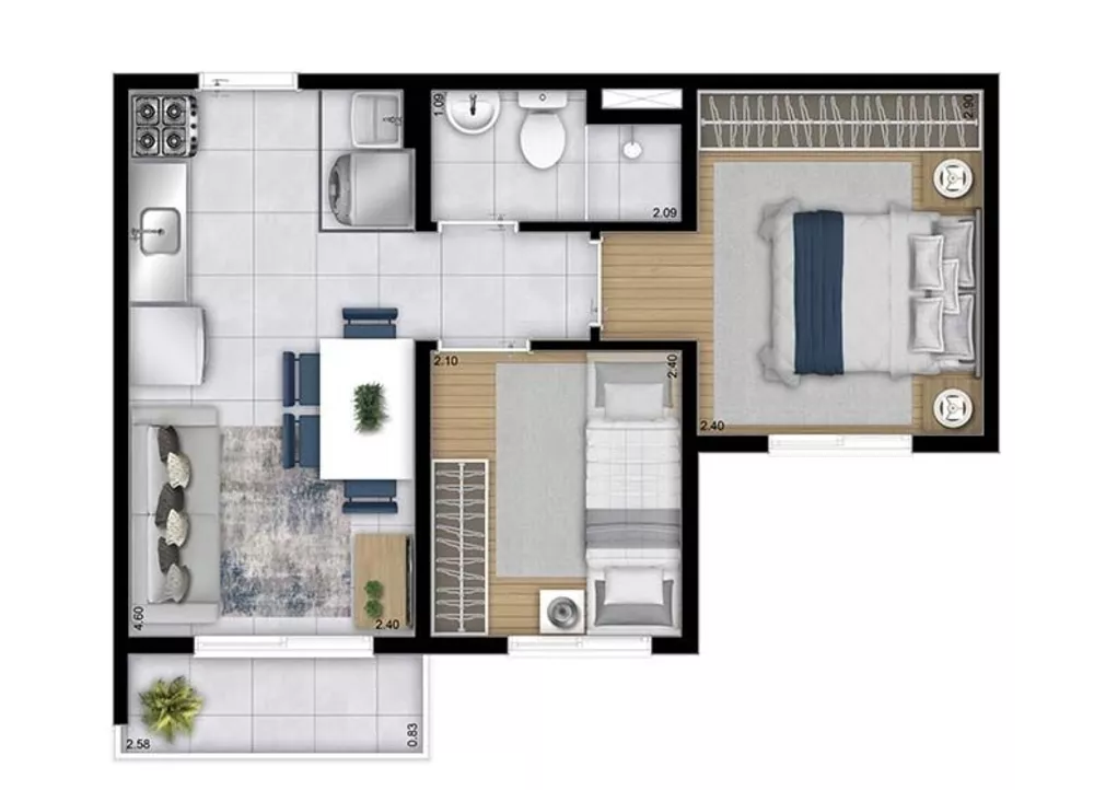 Apartamento à venda com 2 quartos, 32m² - Foto 2