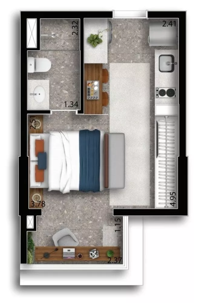 Apartamento à venda com 2 quartos, 44m² - Foto 3