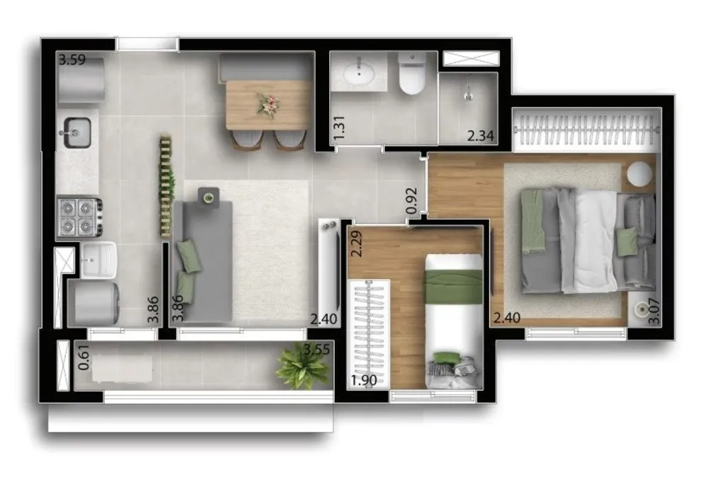 Apartamento, 2 quartos, 44 m² - Foto 8