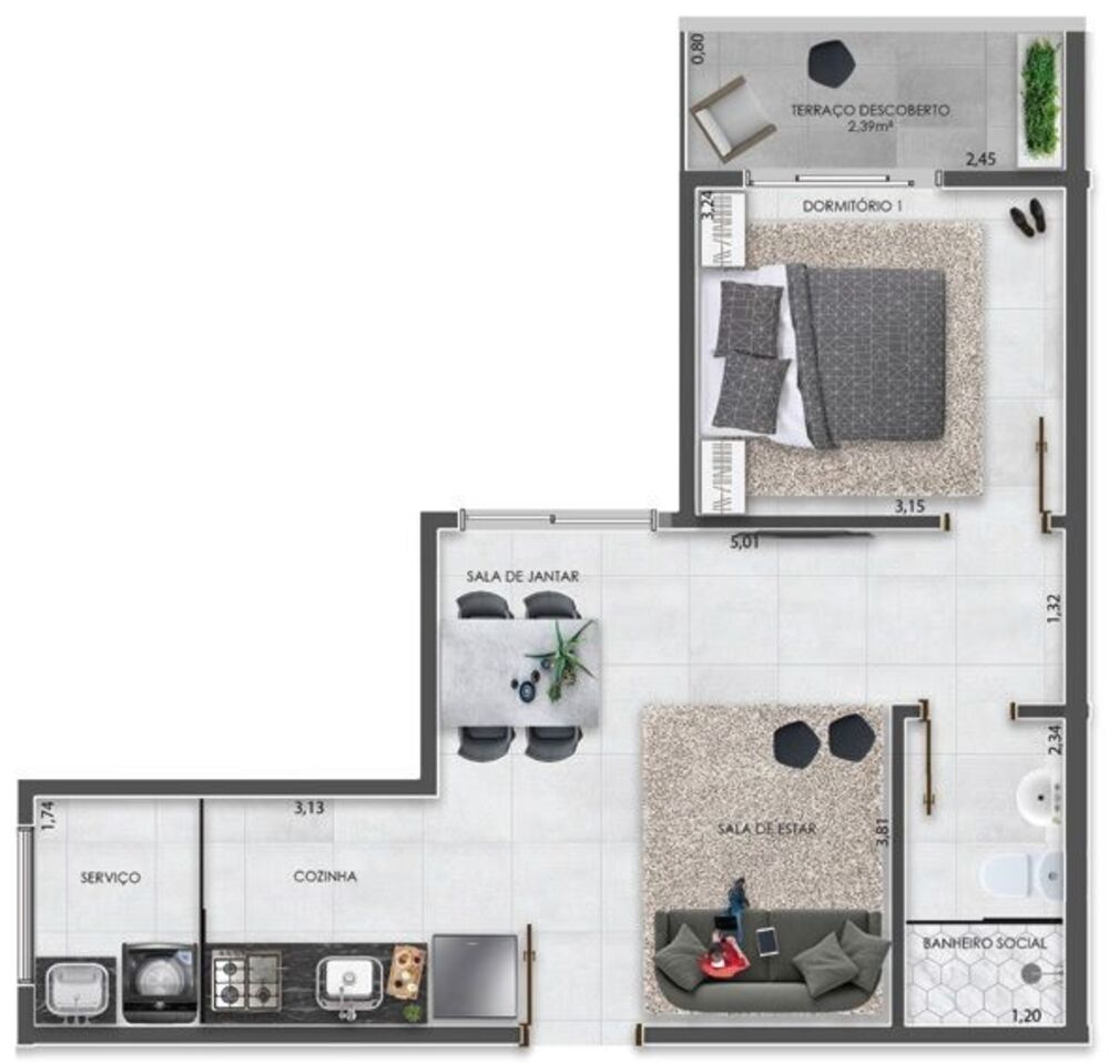 Apartamento, 2 quartos, 48 m² - Foto 1