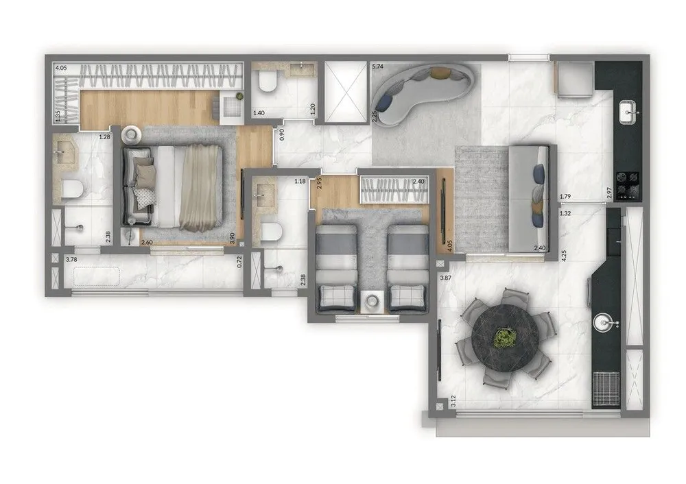 Apartamento, 2 quartos, 74 m² - Foto 8