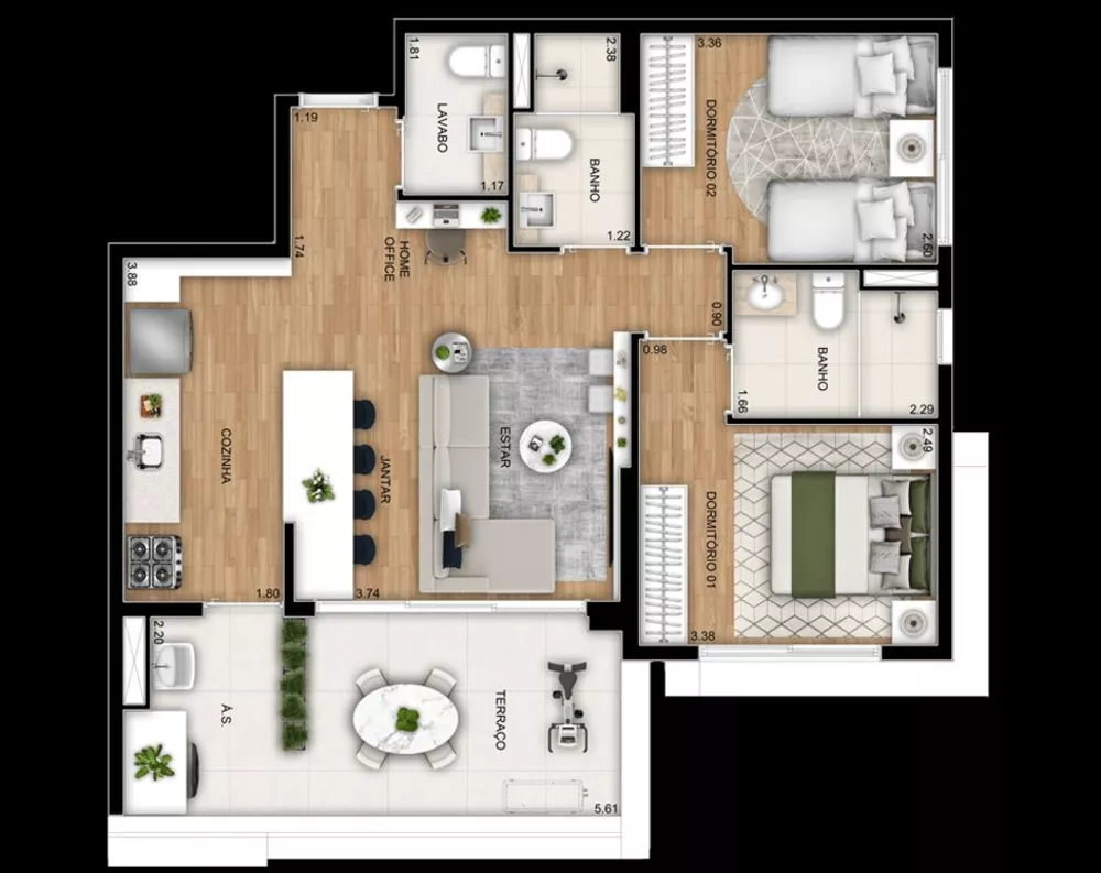 Apartamento à venda com 2 quartos, 100m² - Foto 1