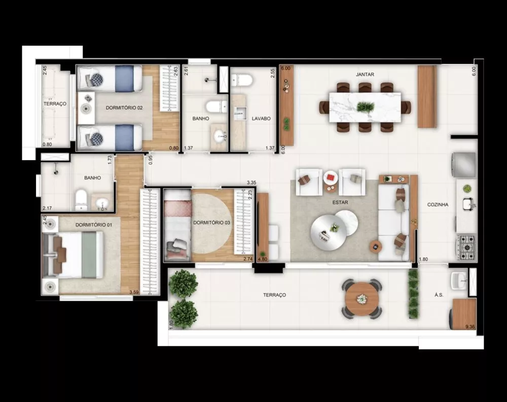 Apartamento à venda com 2 quartos, 100m² - Foto 3