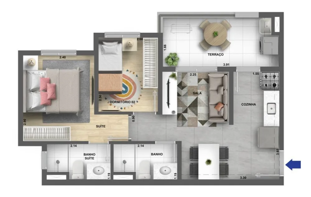 Apartamento, 2 quartos, 41 m² - Foto 2