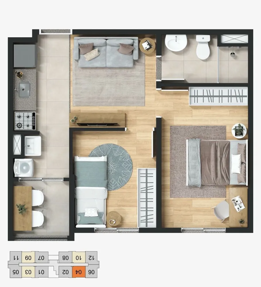 Apartamento, 2 quartos, 37 m² - Foto 6