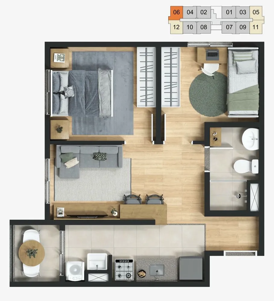 Apartamento, 2 quartos, 37 m² - Foto 2