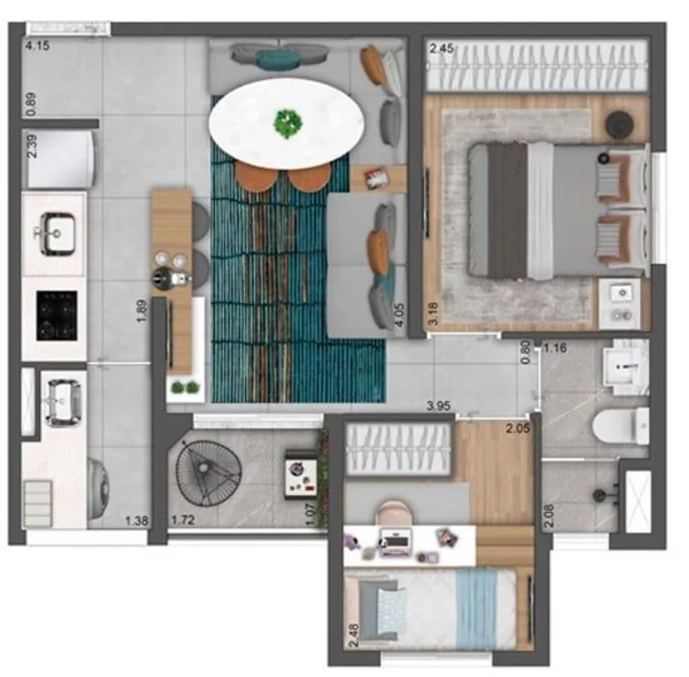 Apartamento à venda com 2 quartos, 37m² - Foto 1