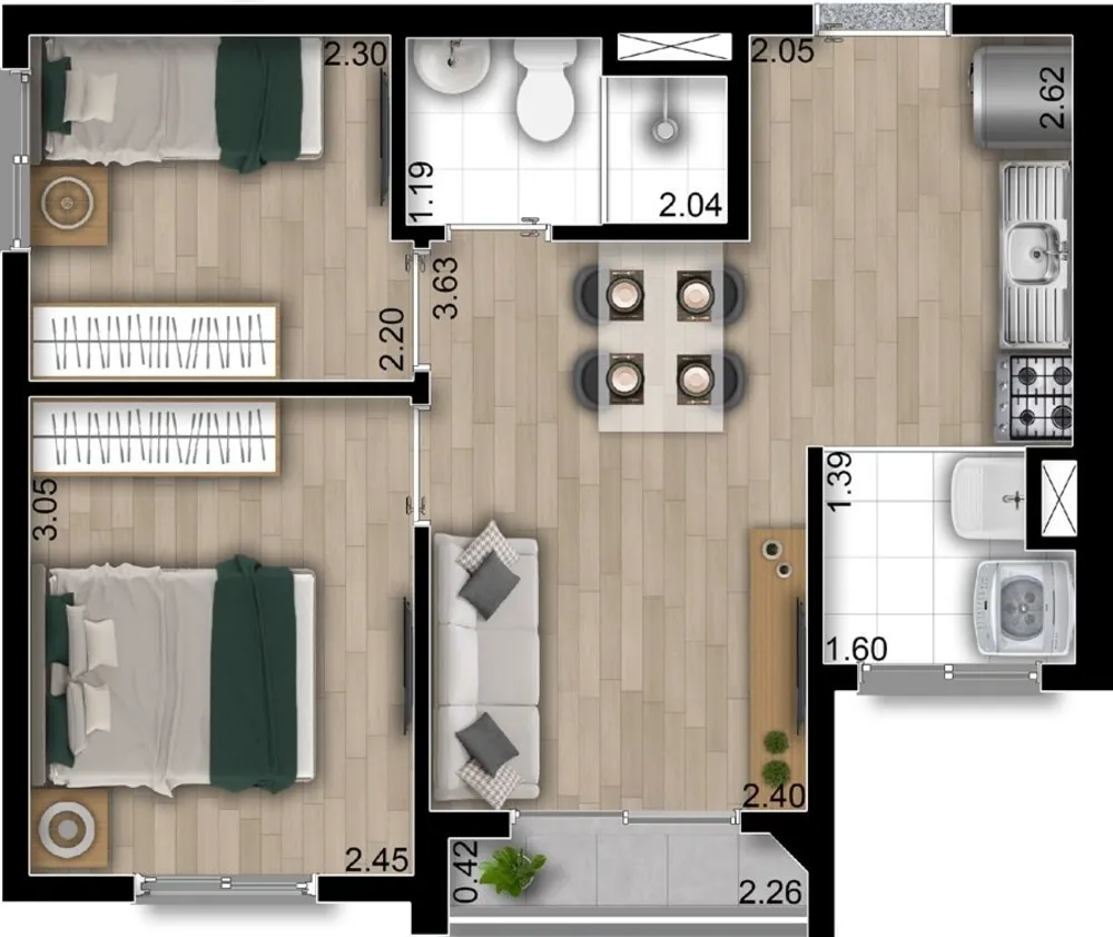 Apartamento, 2 quartos, 39 m² - Foto 8