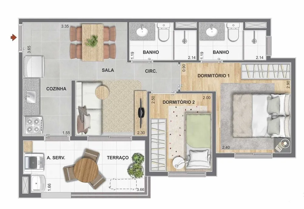 Apartamento, 1 quarto, 34 m² - Foto 8