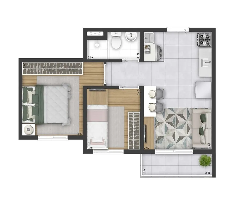 Apartamento, 2 quartos, 33 m² - Foto 7