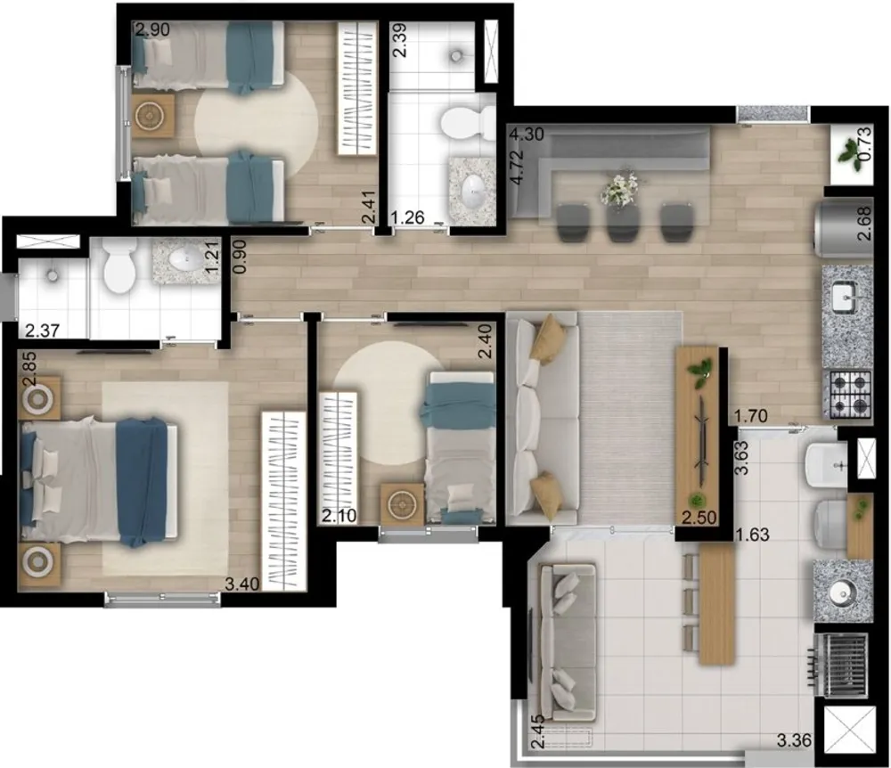 Apartamento, 2 quartos, 49 m² - Foto 12