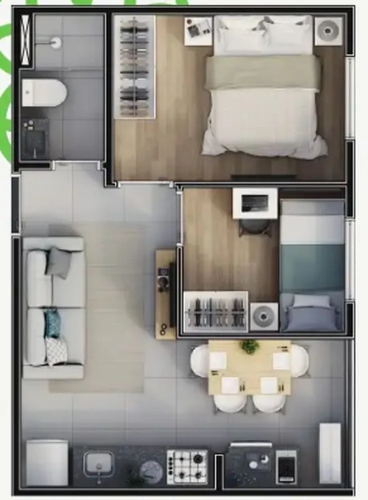 Apartamento, 2 quartos, 35 m² - Foto 2