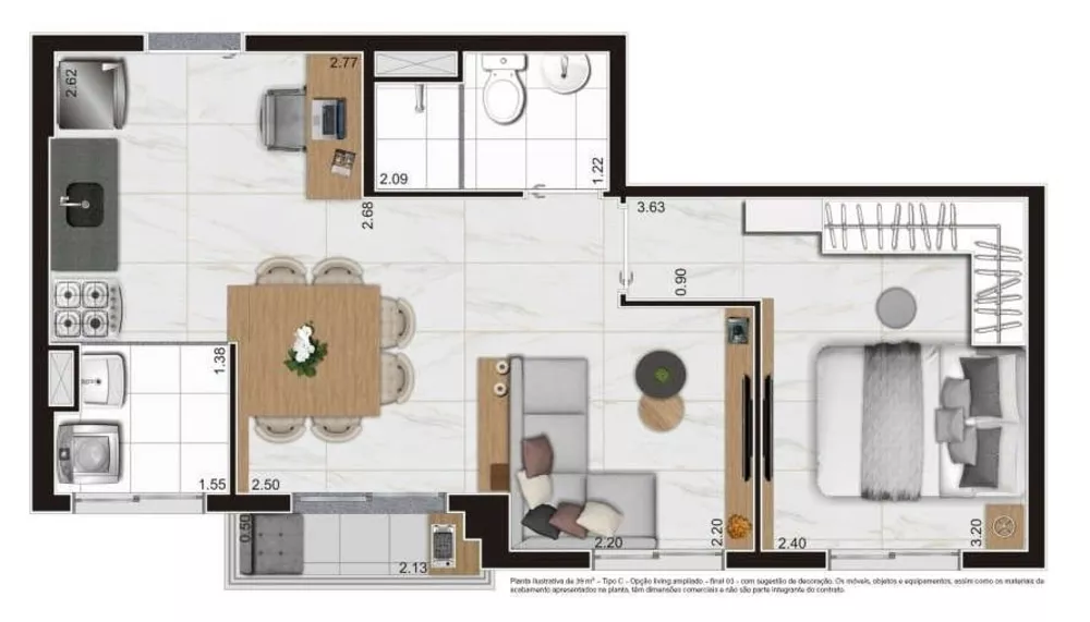 Apartamento à venda com 2 quartos, 39m² - Foto 3