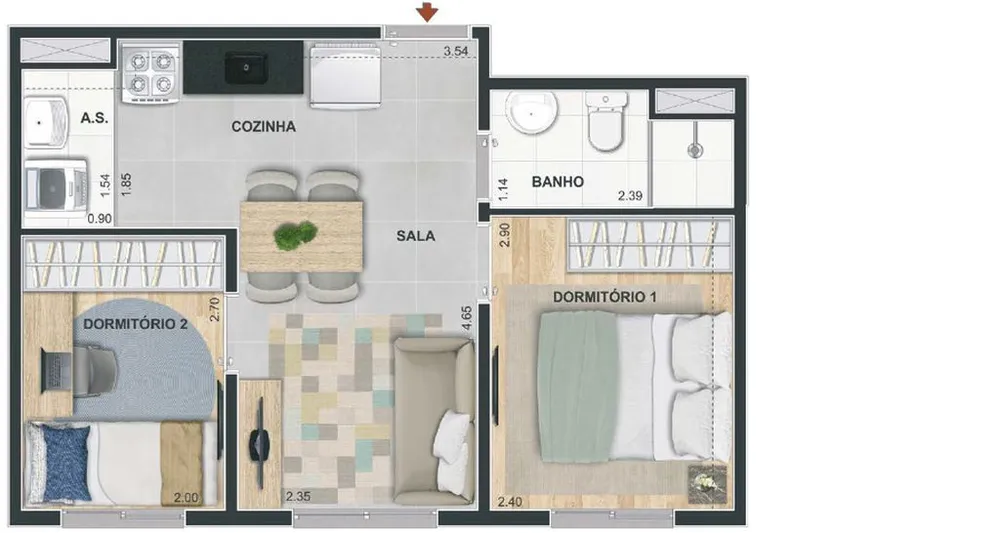 Apartamento, 2 quartos, 37 m² - Foto 10